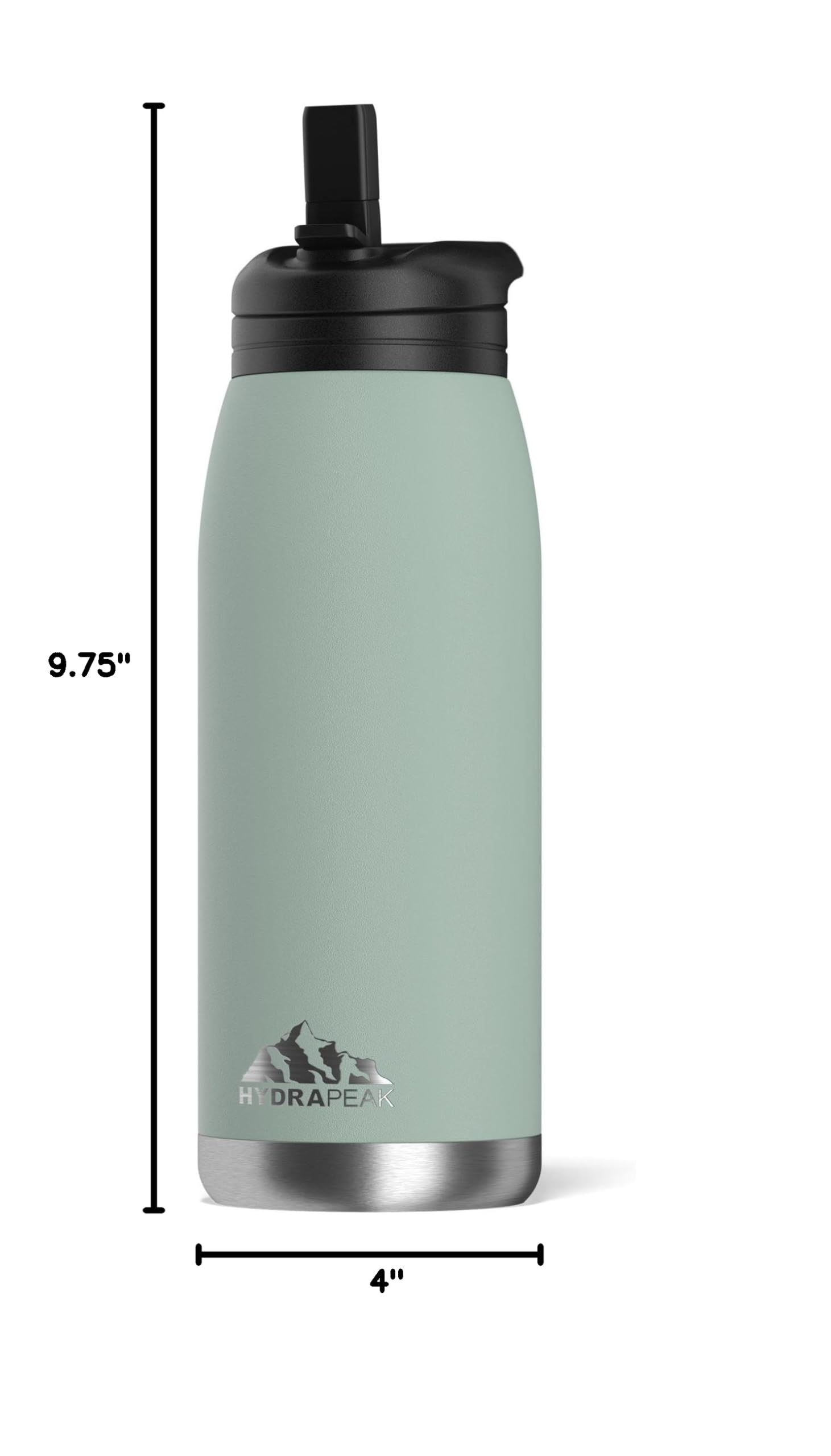 Hydrapeak Flow 32oz Insulated Water Bottle with Straw Lid – Teal, Stainless Steel, Leak-Proof