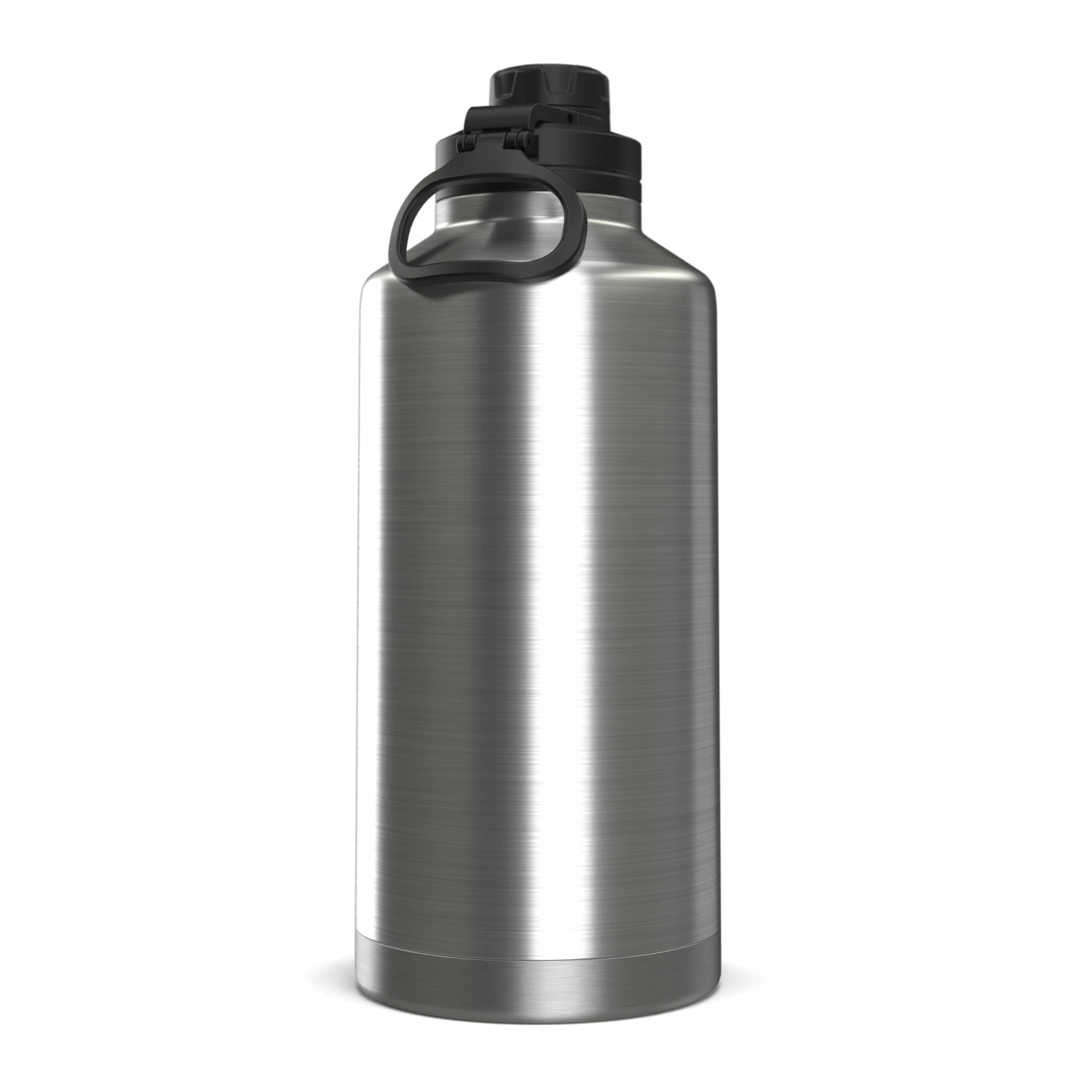Hydrapeak 72 oz Insulated Water Bottle, Raw Stainless Steel Finish, Leak-Proof Half-Gallon Jug