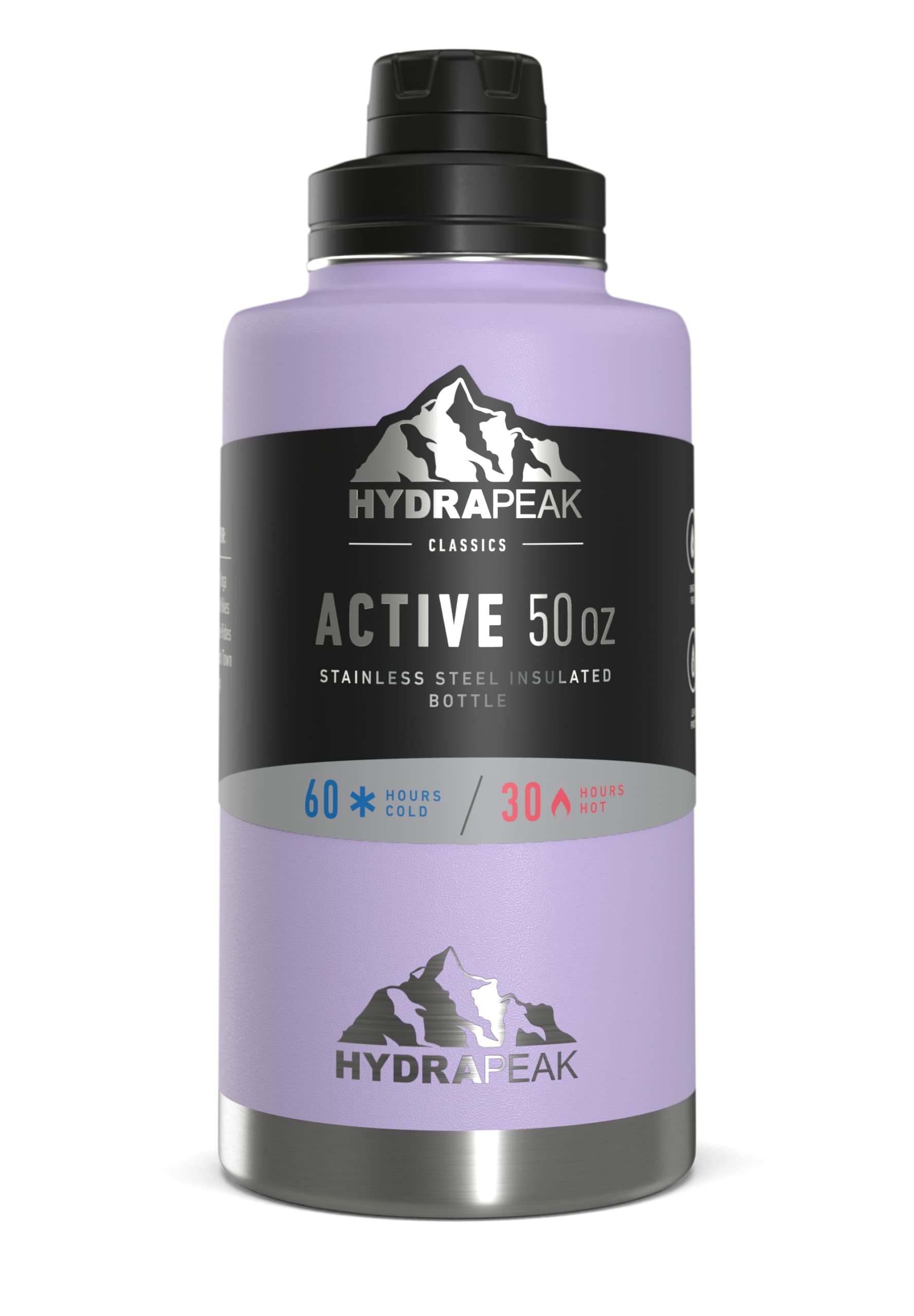 Hydrapeak 50oz Insulated Large Water Bottle - Leak Proof Stainless Steel Flask - Lavender