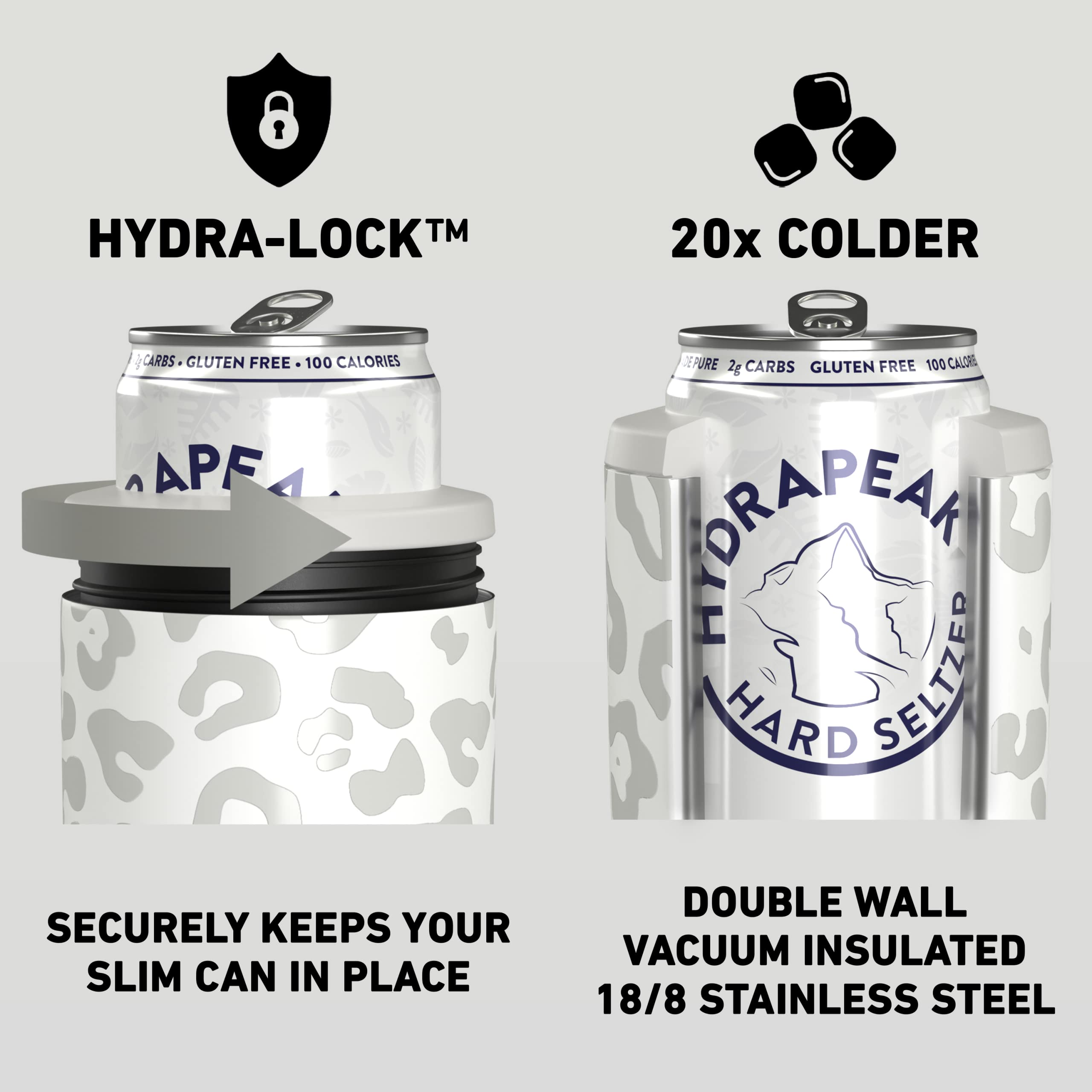 Hydrapeak Ghost Leopard 4-in-1 Can Cooler – Subtle Patterned Universal Cooler