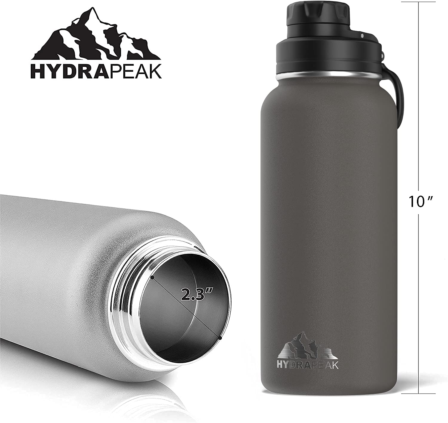 Hydrapeak 32oz Insulated Water Bottle with Chug Lid - Graphite