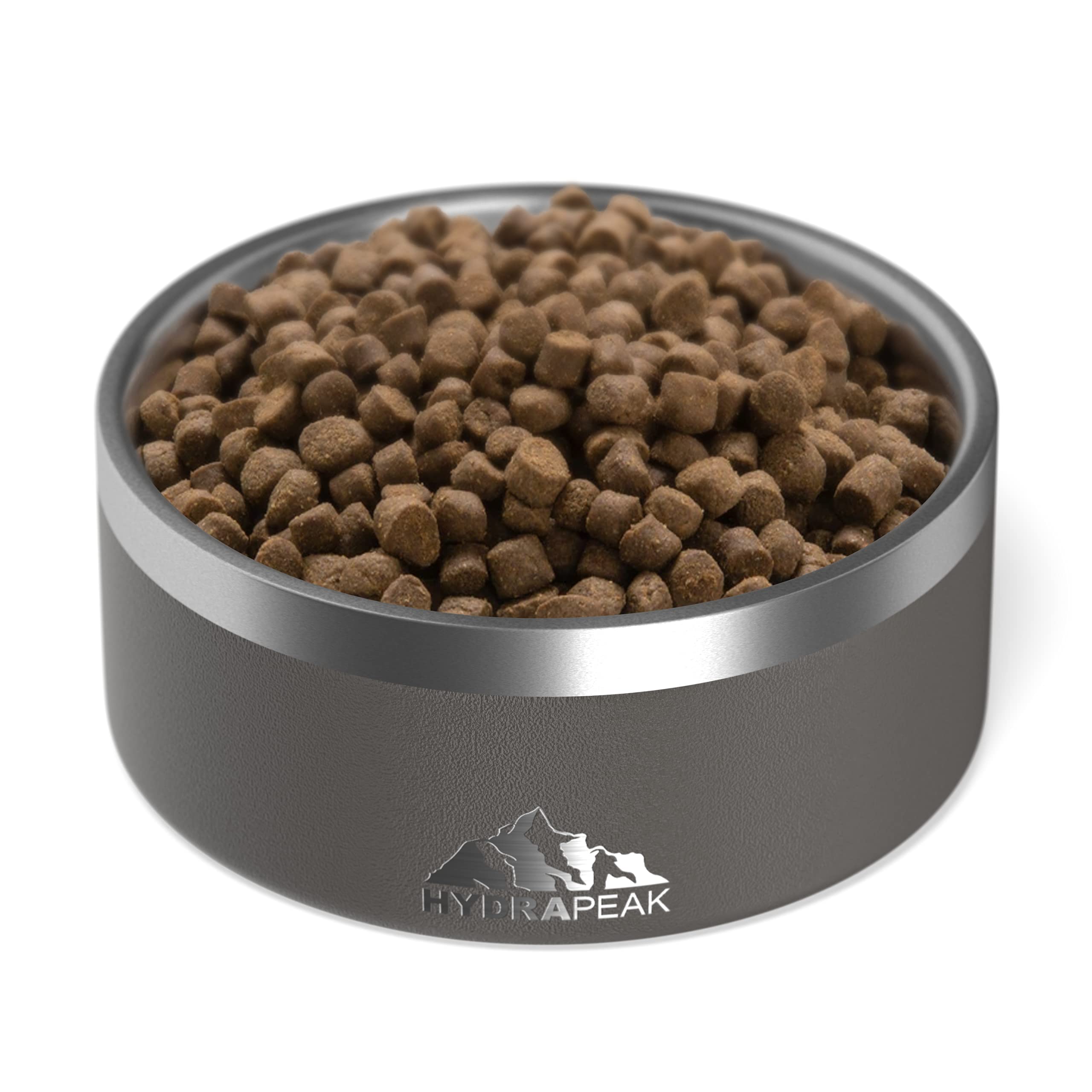 Hydrapeak Dog Bowl 4 Cup - Non-Slip Stainless Steel, Insulated Water and Food Dish for Small Dogs, Graphite