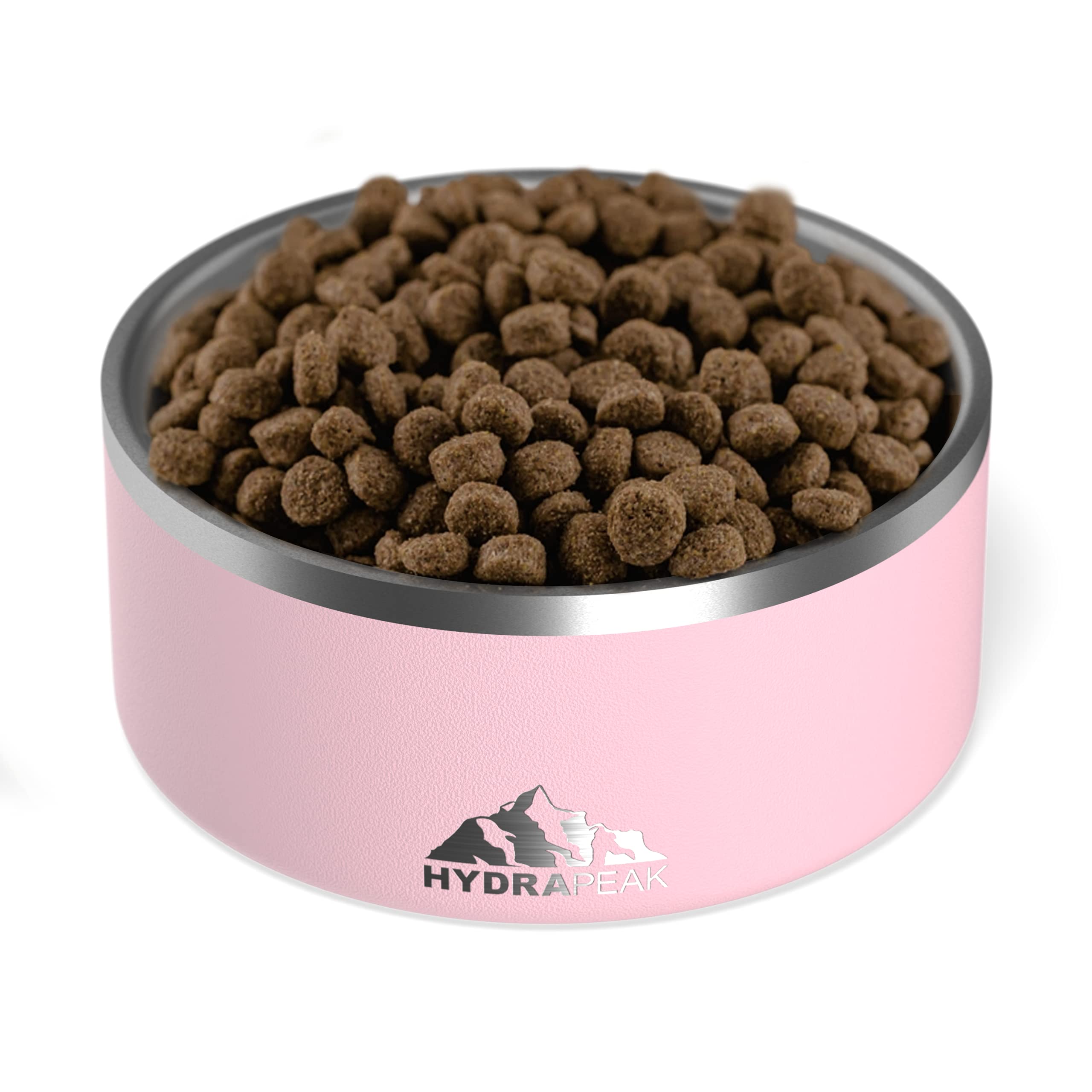 Hydrapeak Pink Stainless Steel Dog Bowl 8 Cup - Large Breed Non-Slip Water & Food Dish