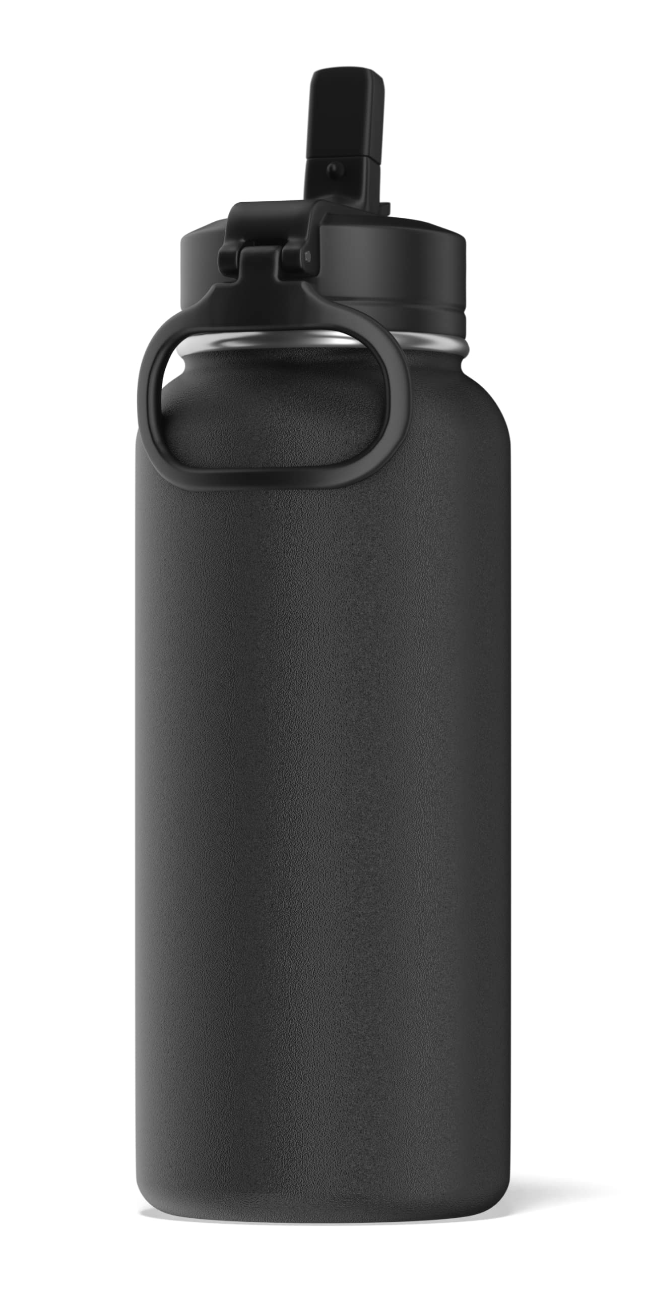 Hydrapeak 32 oz Insulated Water Bottle with Straw Lid - Black, Double-Walled Stainless Steel, Leak-Proof