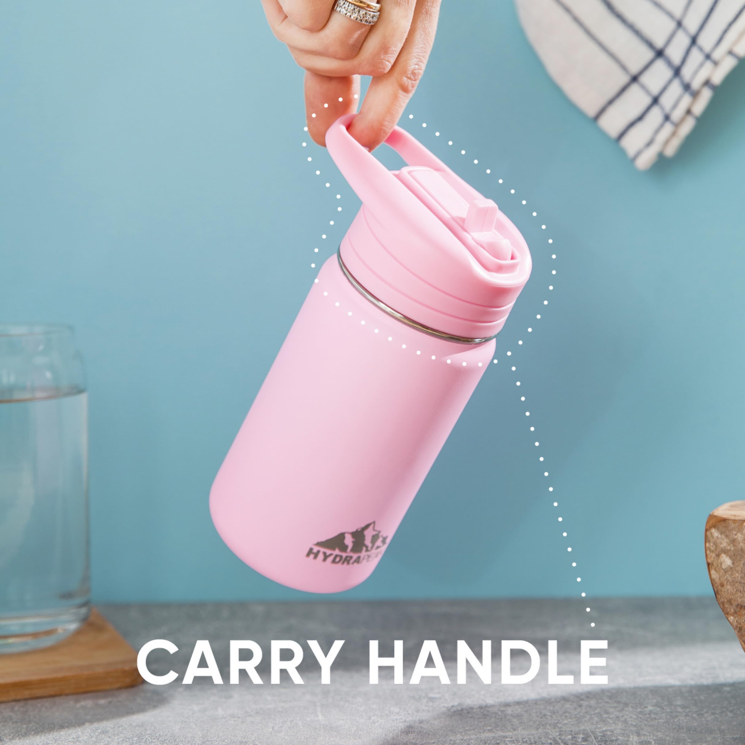 Hydrapeak Mini 14oz Water Bottle with Straw Lid - Stainless Steel, Leak-Proof, 24H Cold