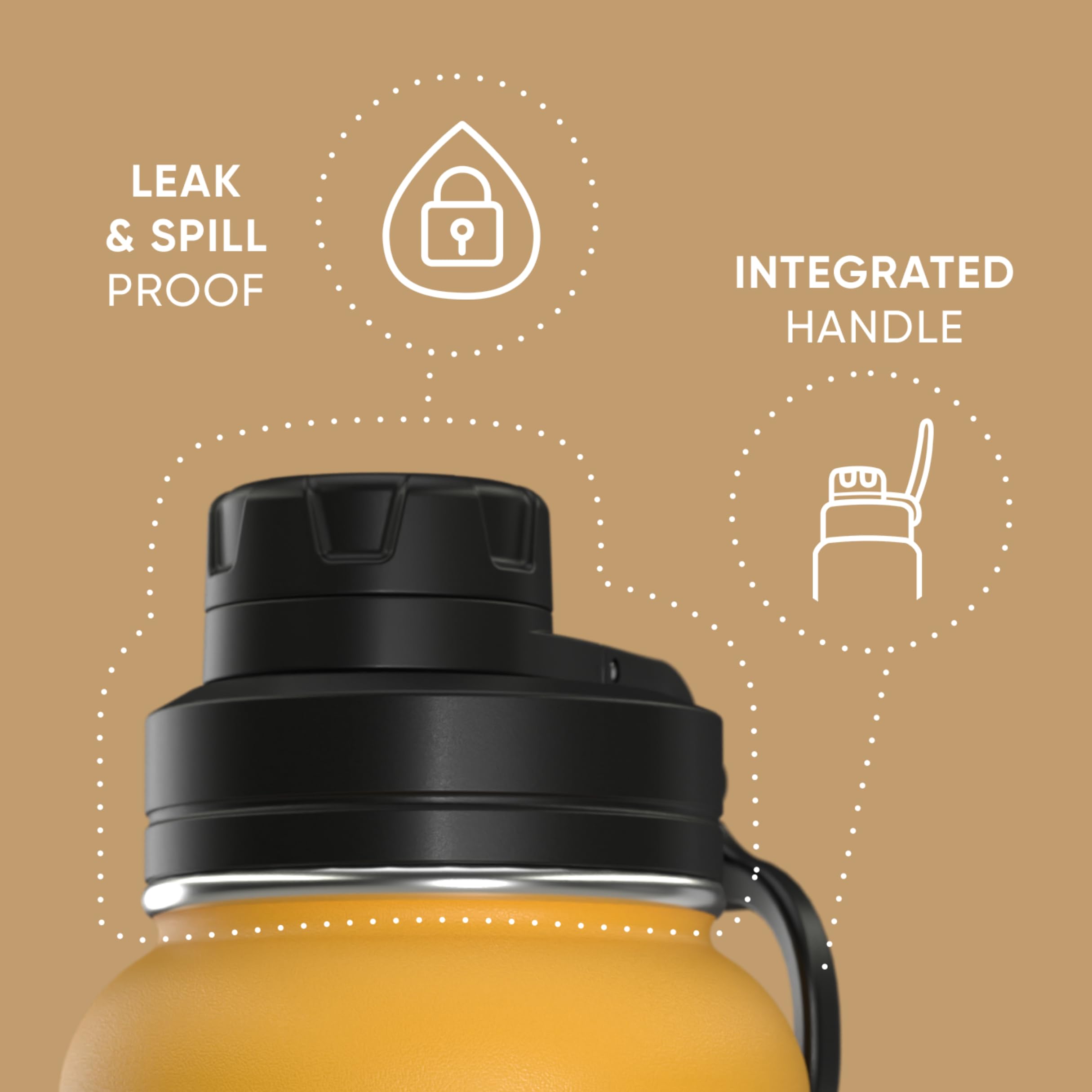 Hydrapeak Insulated Water Bottle with Chug Lid - 24H Cold, 12H Hot, Leak-Proof Stainless Steel