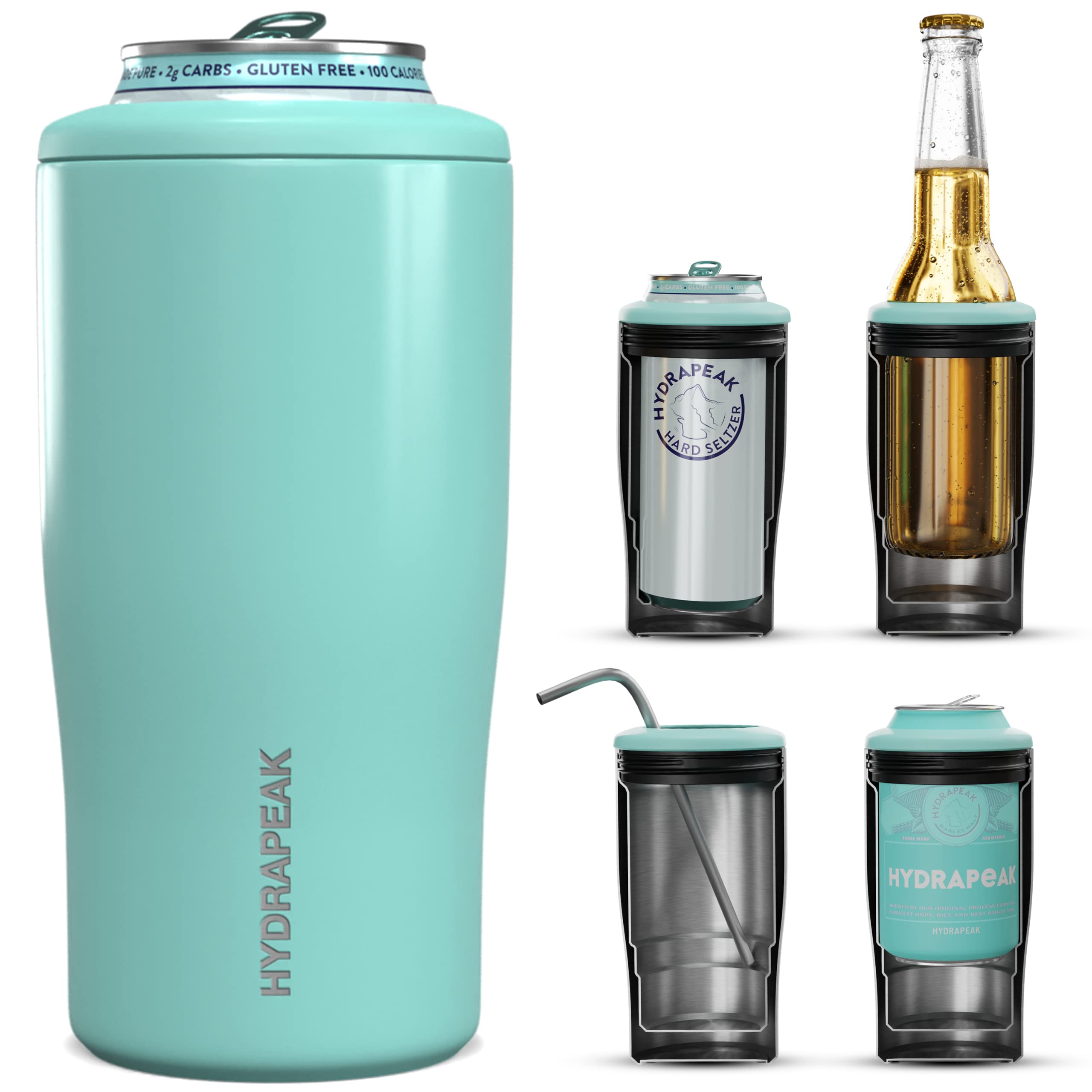 Hydrapeak Aqua Gloss 4-in-1 Can Cooler – Multi-Format Insulated Drinkware