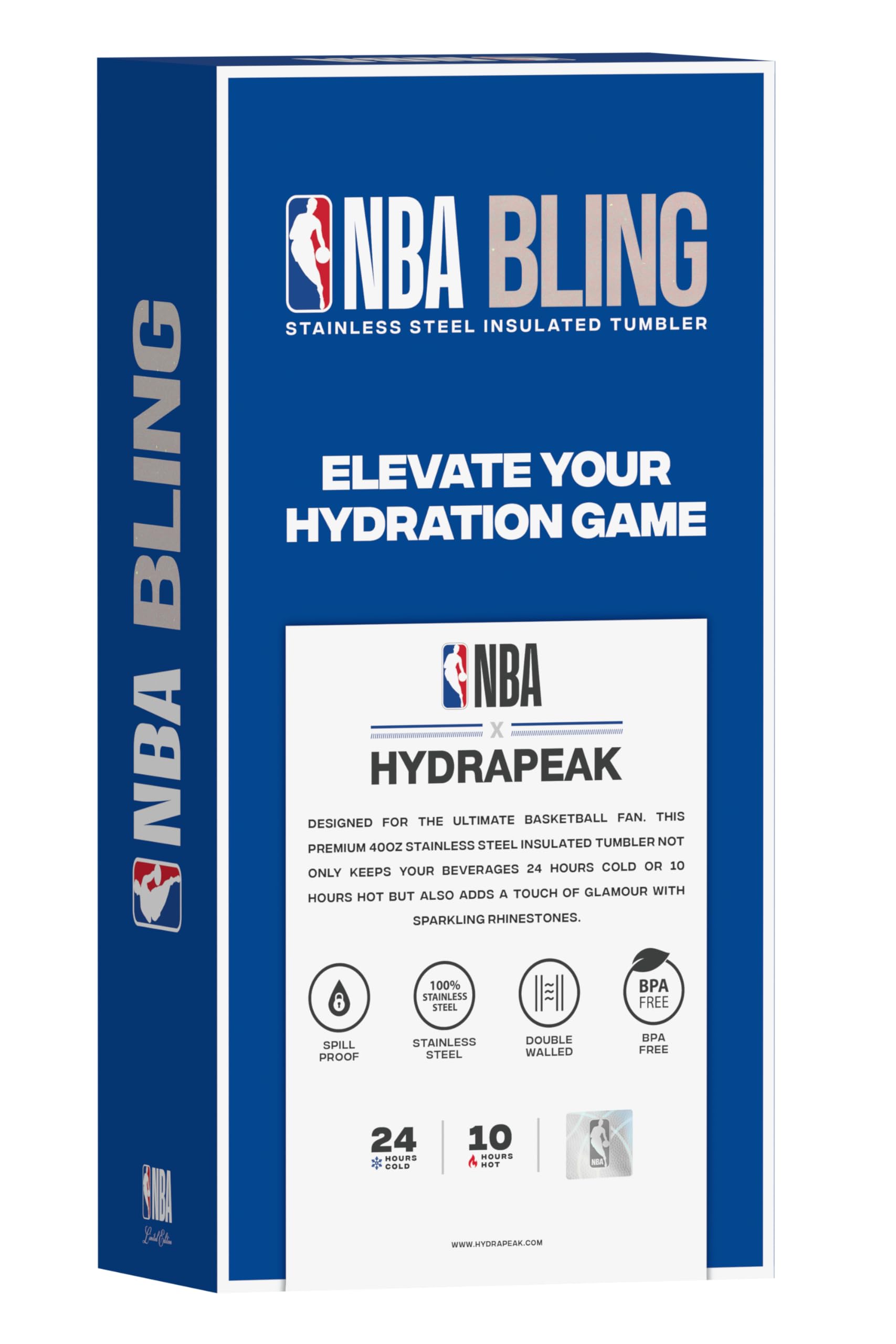 Hydrapeak Chicago Bulls Officially Licensed 40oz Rhinestone Bling Tumbler with Handle