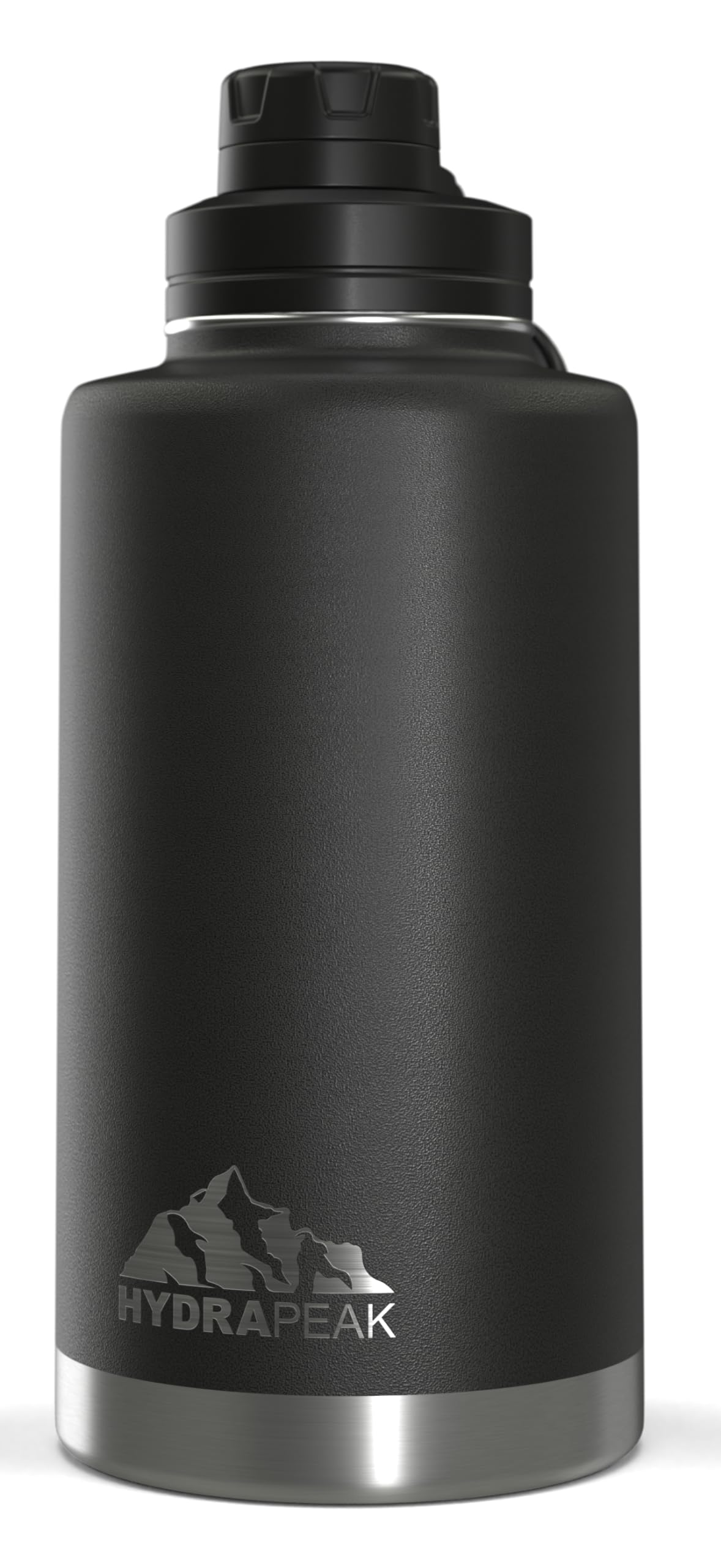 Hydrapeak 50oz Insulated Water Bottle - Black, Leak-Proof Stainless Steel Flask with Chug Lid and Handle