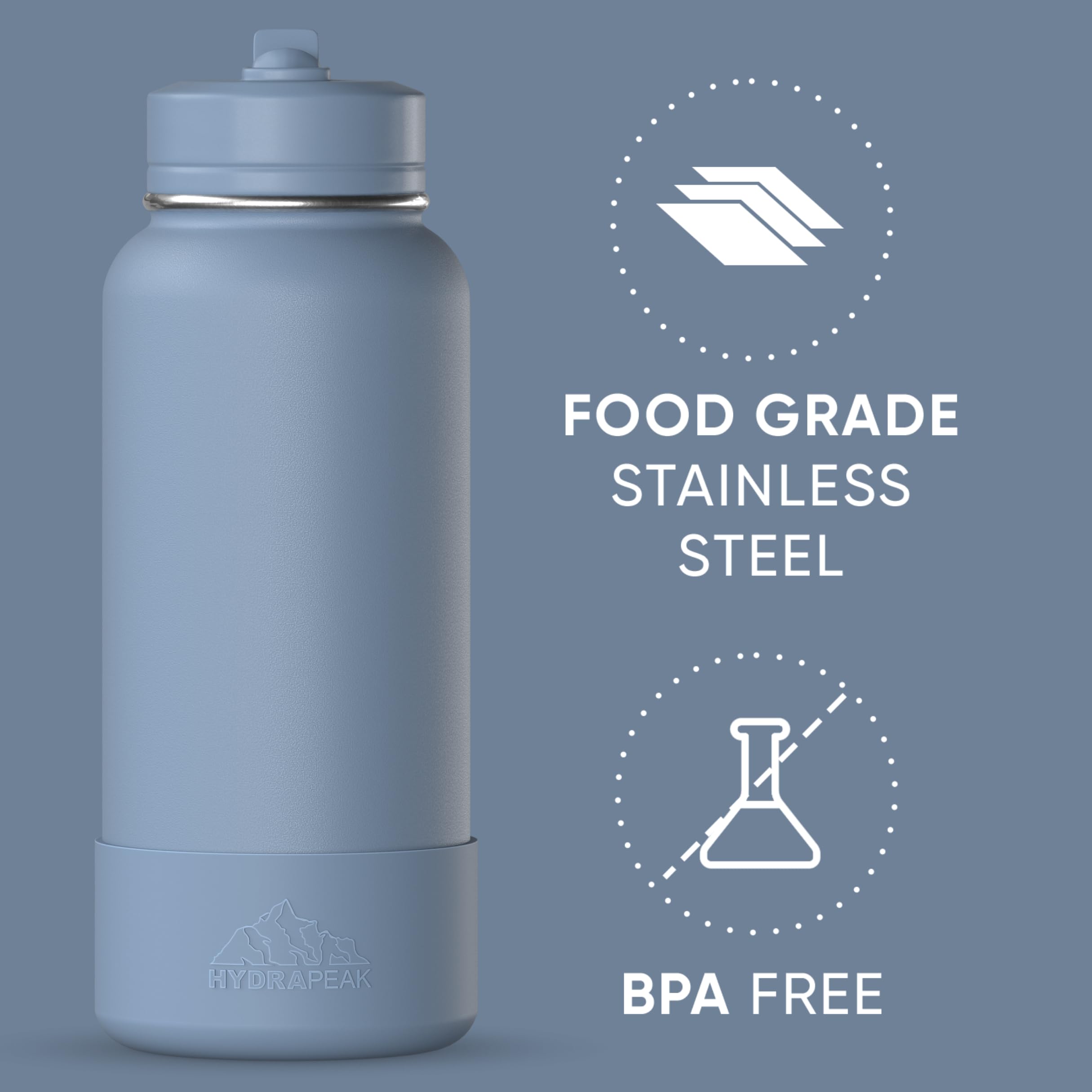 Hydrapeak 32oz Sport Insulated Water Bottle with Straw Lid - Modern Blue (24h Cold)