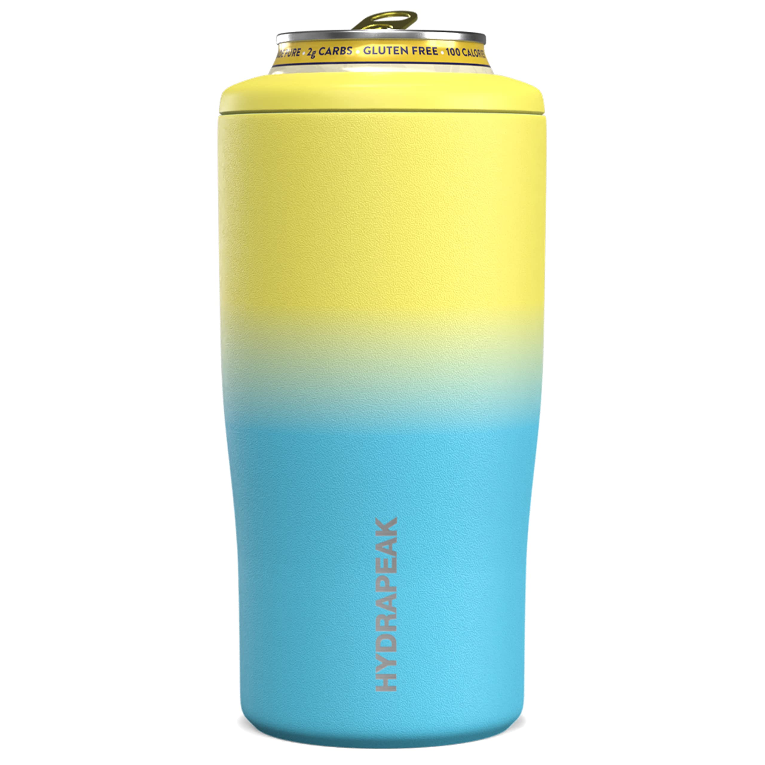 Hydrapeak 4-in-1 Insulated Can Cooler - Electric Lemonade, Fits 12 oz Slim & Standard Cans, Beer Bottles