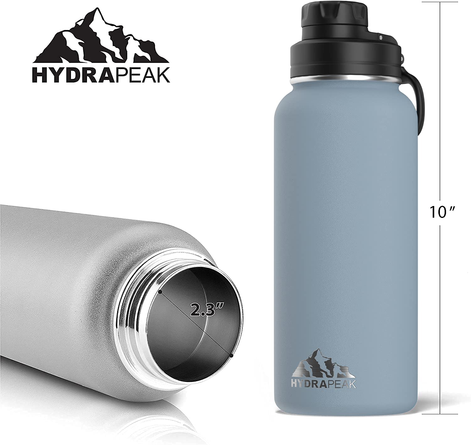 Hydrapeak Active 32oz Insulated Water Bottle with Chug Lid - Storm Gray