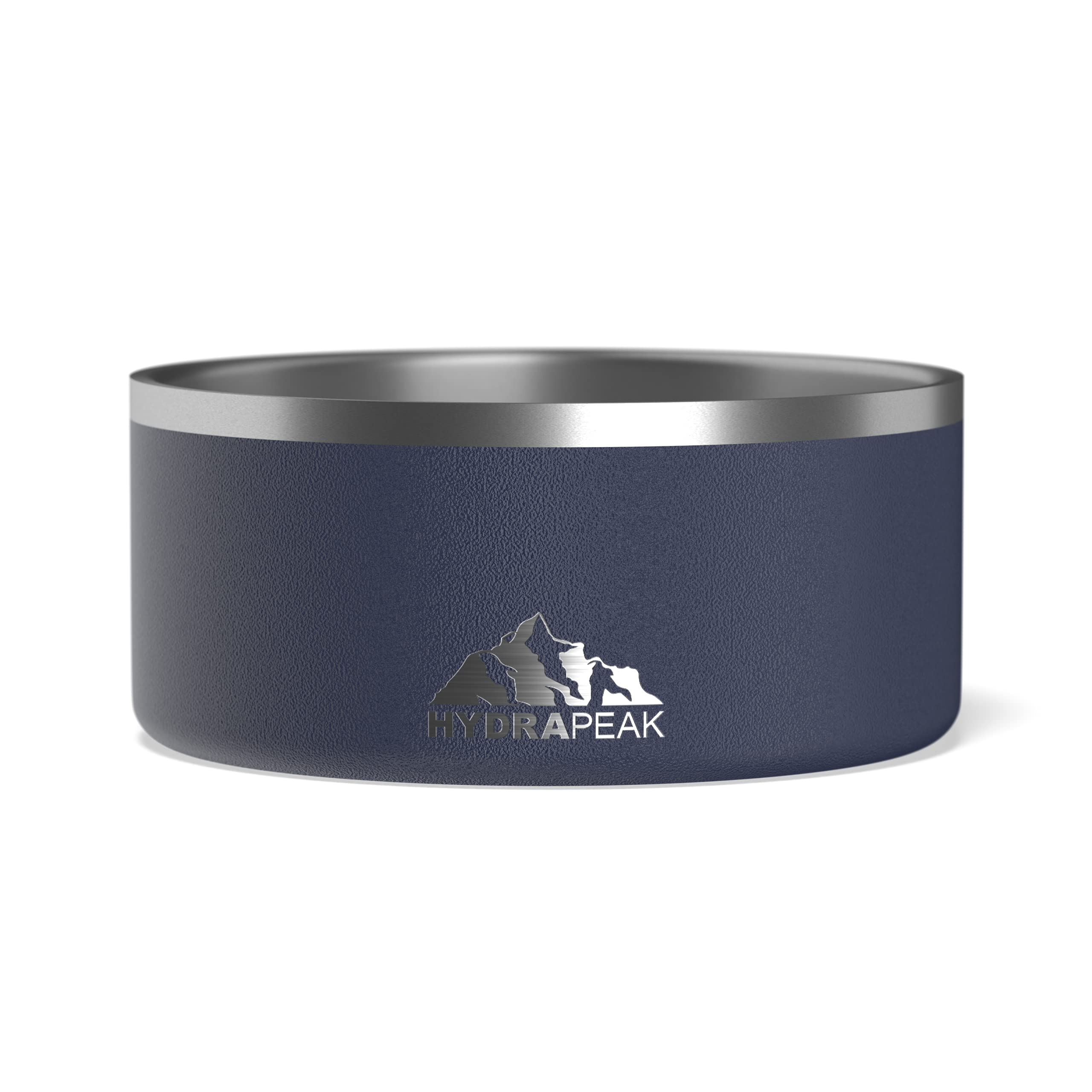 Hydrapeak Dog Bowl 8 Cup - Non-Slip Stainless Steel, Insulated Water and Food Dish for Large Dogs, Navy