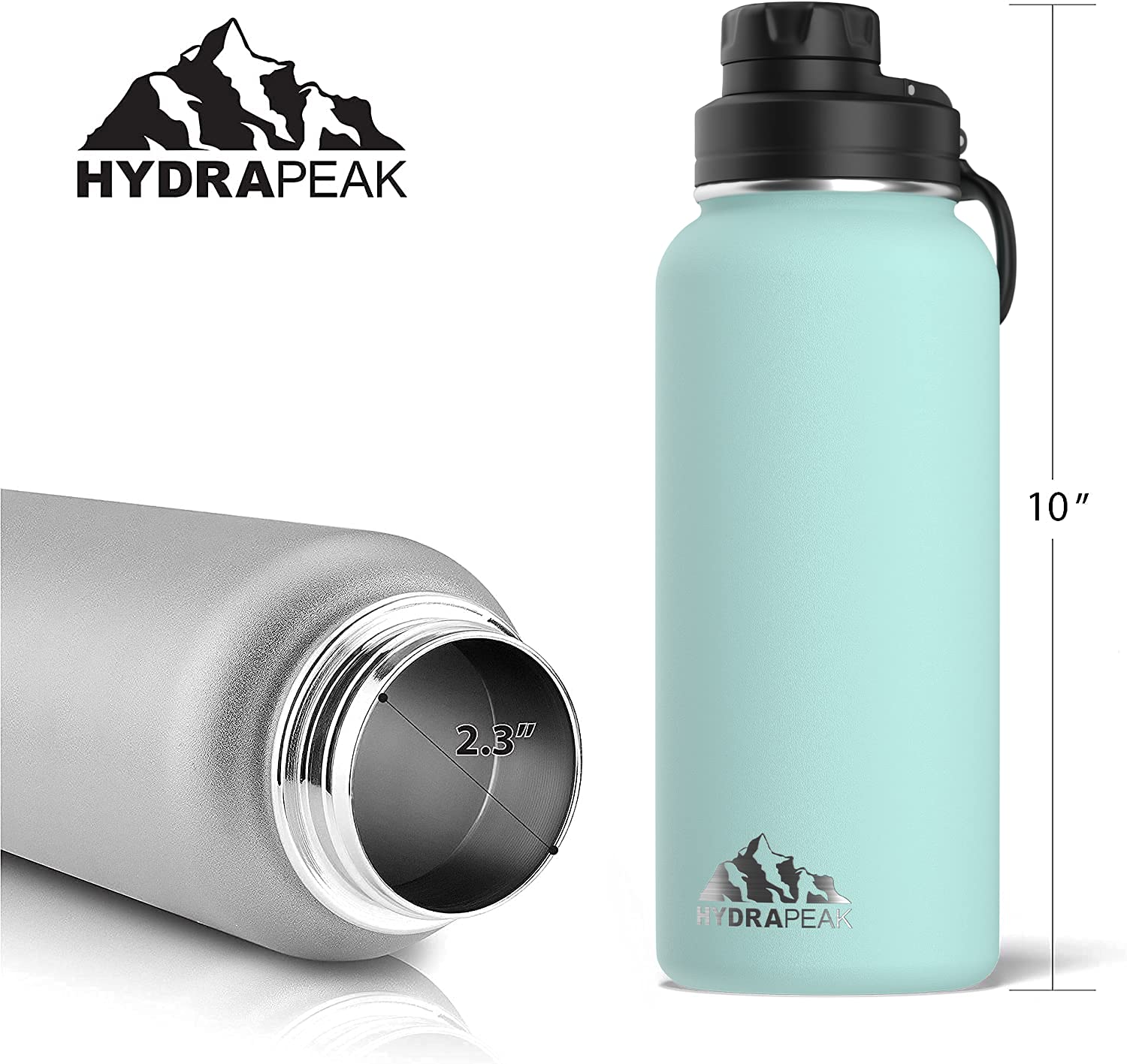 Hydrapeak 32oz Insulated Water Bottle with Chug Lid - Aqua