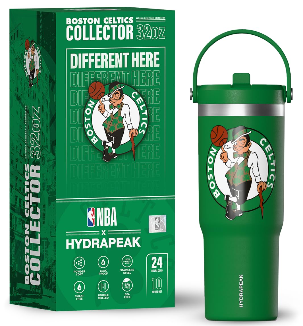 Hydrapeak NBA Officially Licensed Boston Celtics Nomad 32oz Insulated Tumbler with Straw Lid - Green