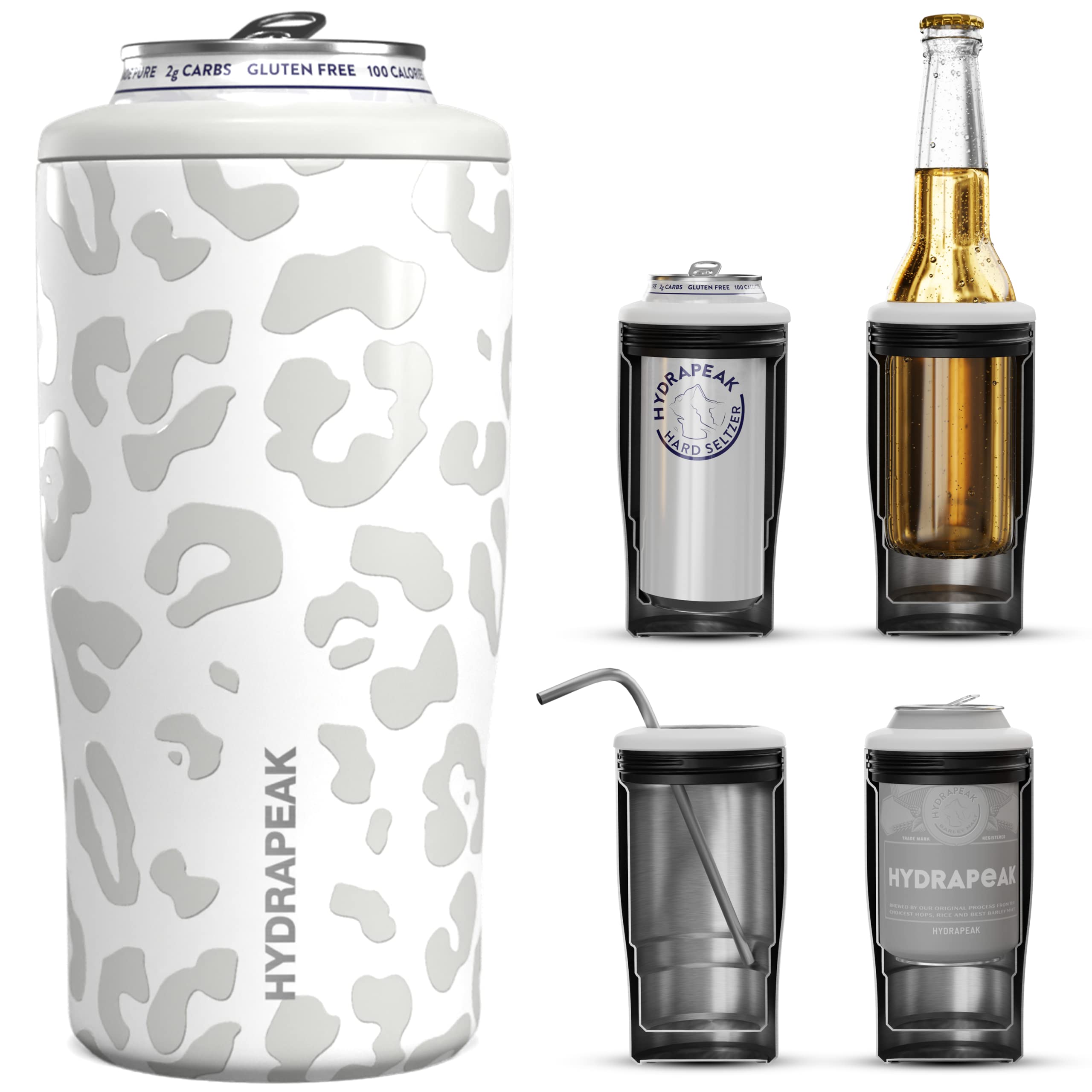 Hydrapeak Ghost Leopard 4-in-1 Can Cooler – Subtle Patterned Universal Cooler