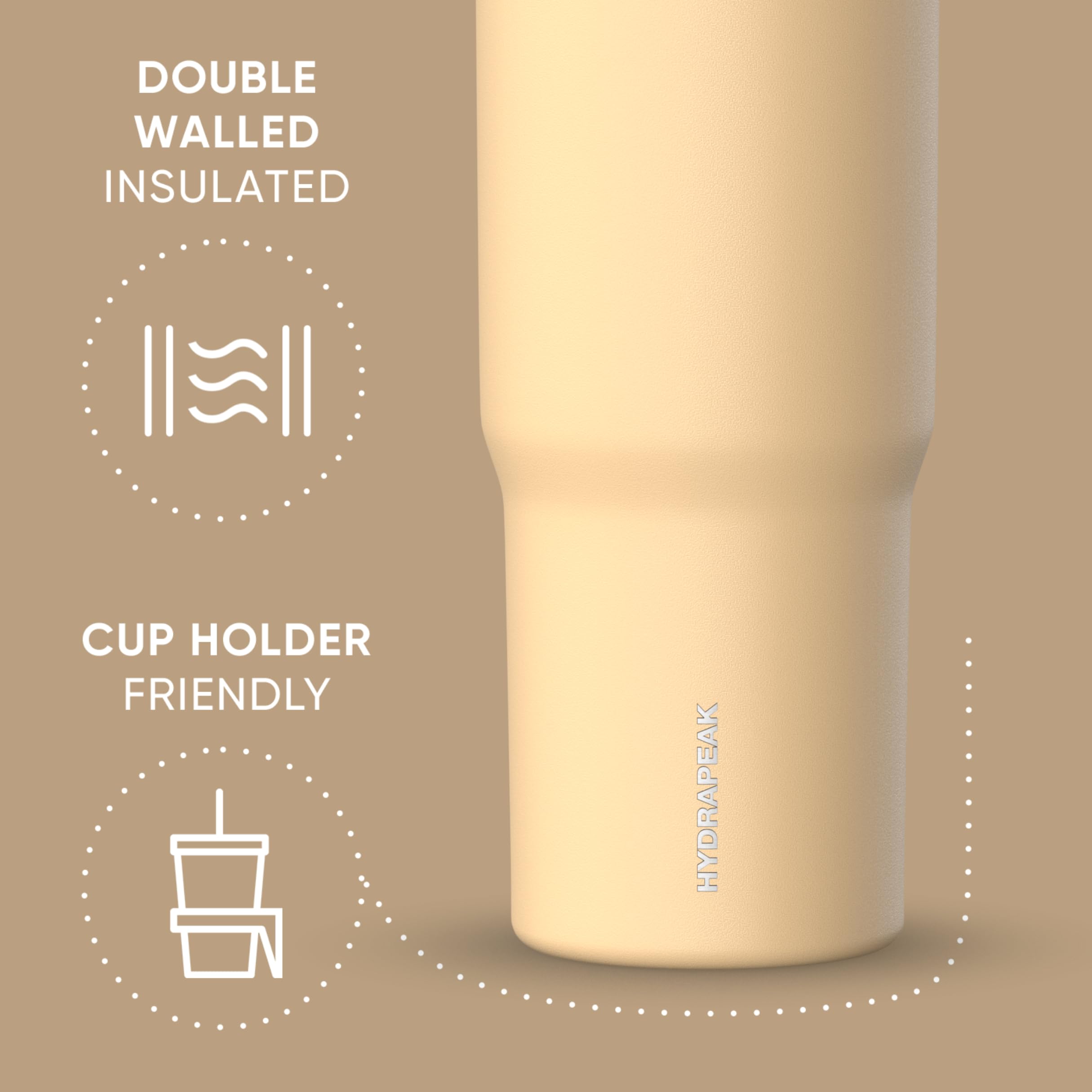 Hydrapeak Nomad 32 oz Tumbler with Handle and Straw Lid, Leakproof Double Insulated Cup, Stainless Steel,