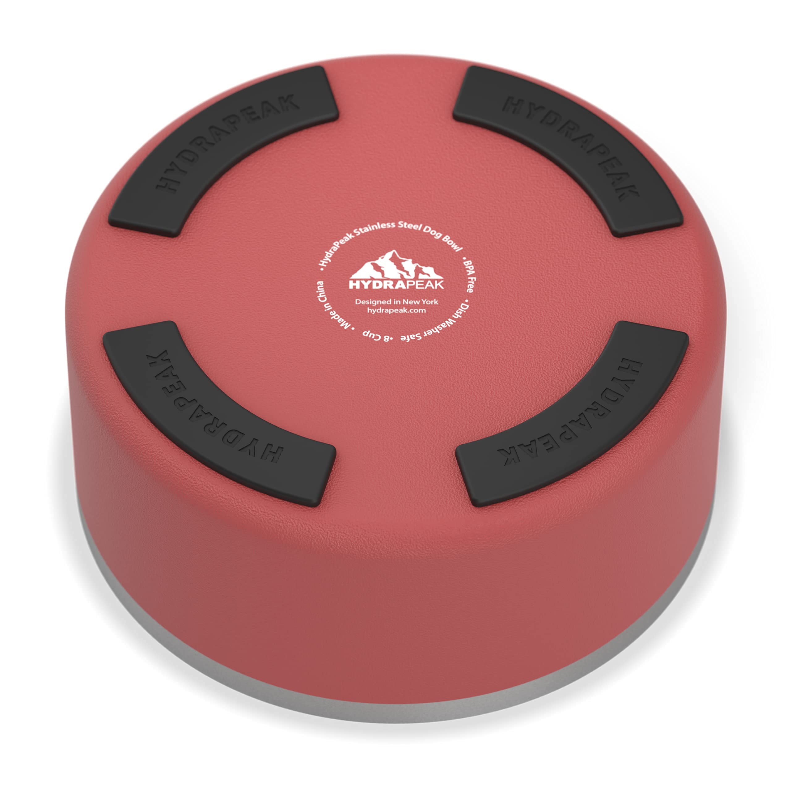 Hydrapeak Dog Bowl 64oz Merlot - Non-Slip Stainless Steel Pet Water Dish