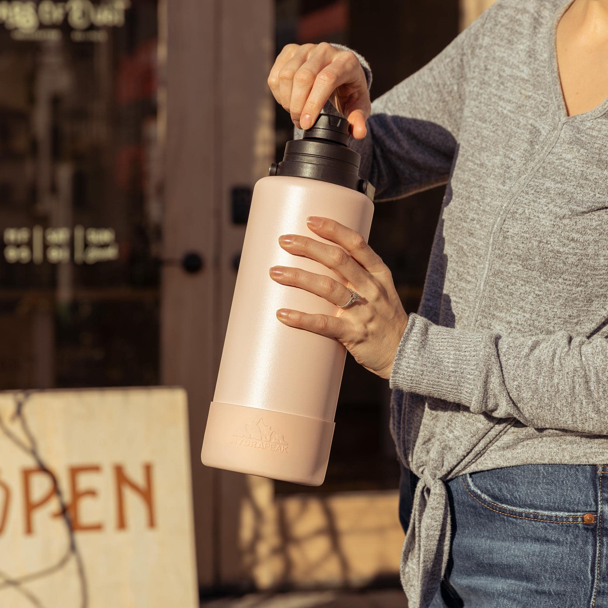 Hydrapeak Adventure 67oz Insulated Water Flask - Half Gallon Seashell Stainless Steel Canteen with Boot