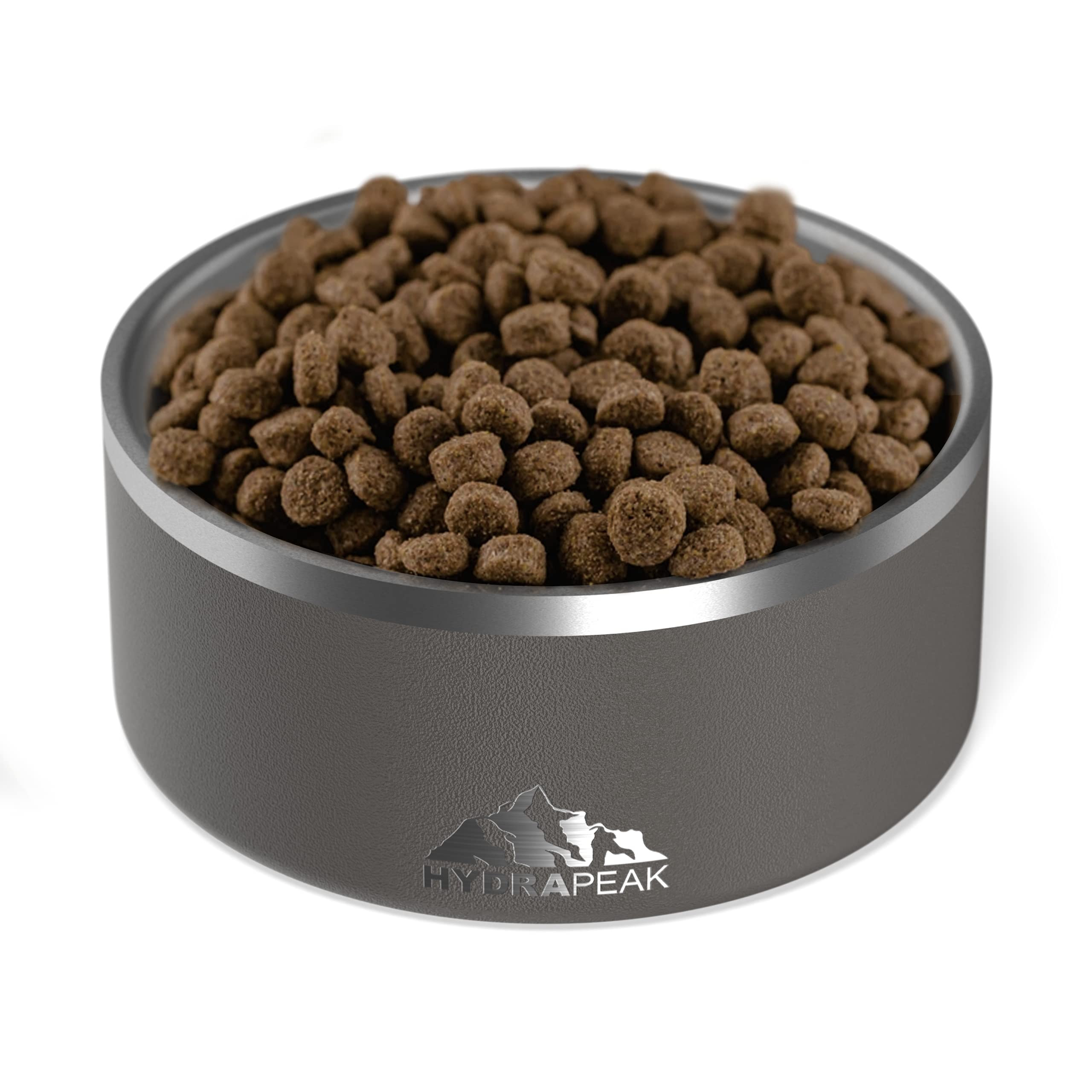 Hydrapeak Dog Bowl - Non-Slip Stainless Steel Water and Food Dish - 8 Cup Graphite