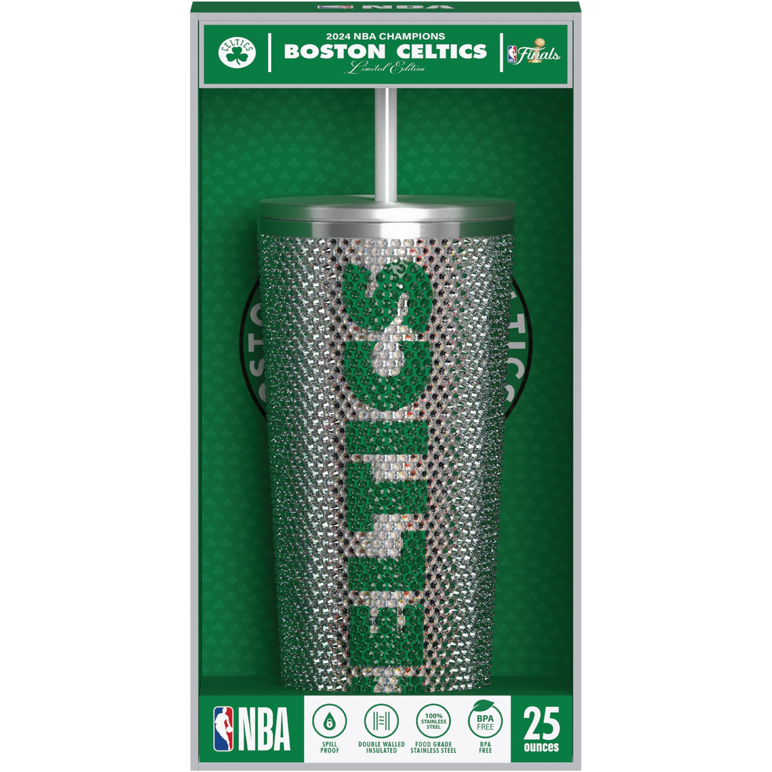 Hydrapeak Boston Celtics 2024 NBA Champions 25oz Rhinestone Bling Tumbler