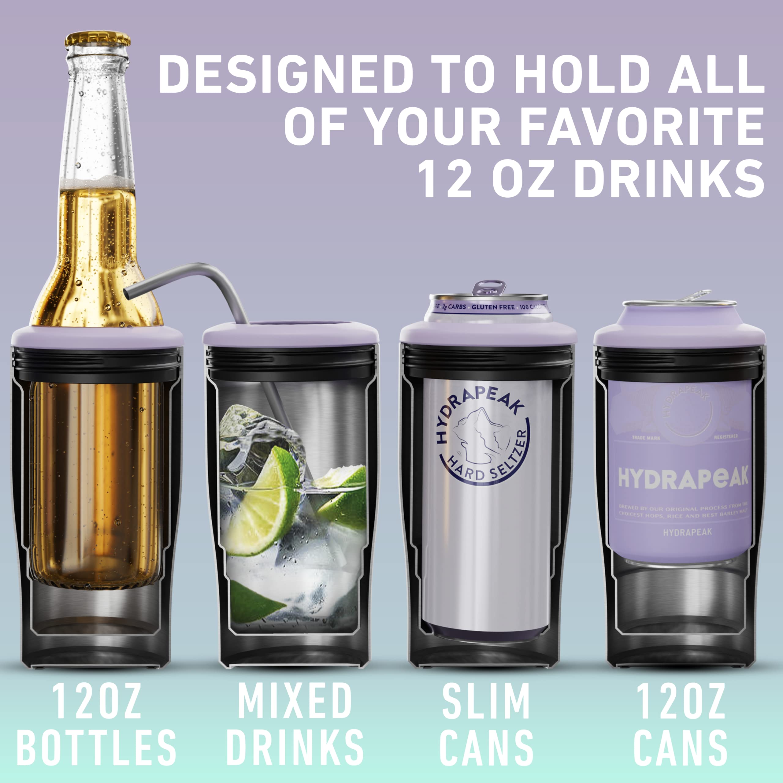 Hydrapeak 4-in-1 Insulated Can Cooler - Purple Cosmo