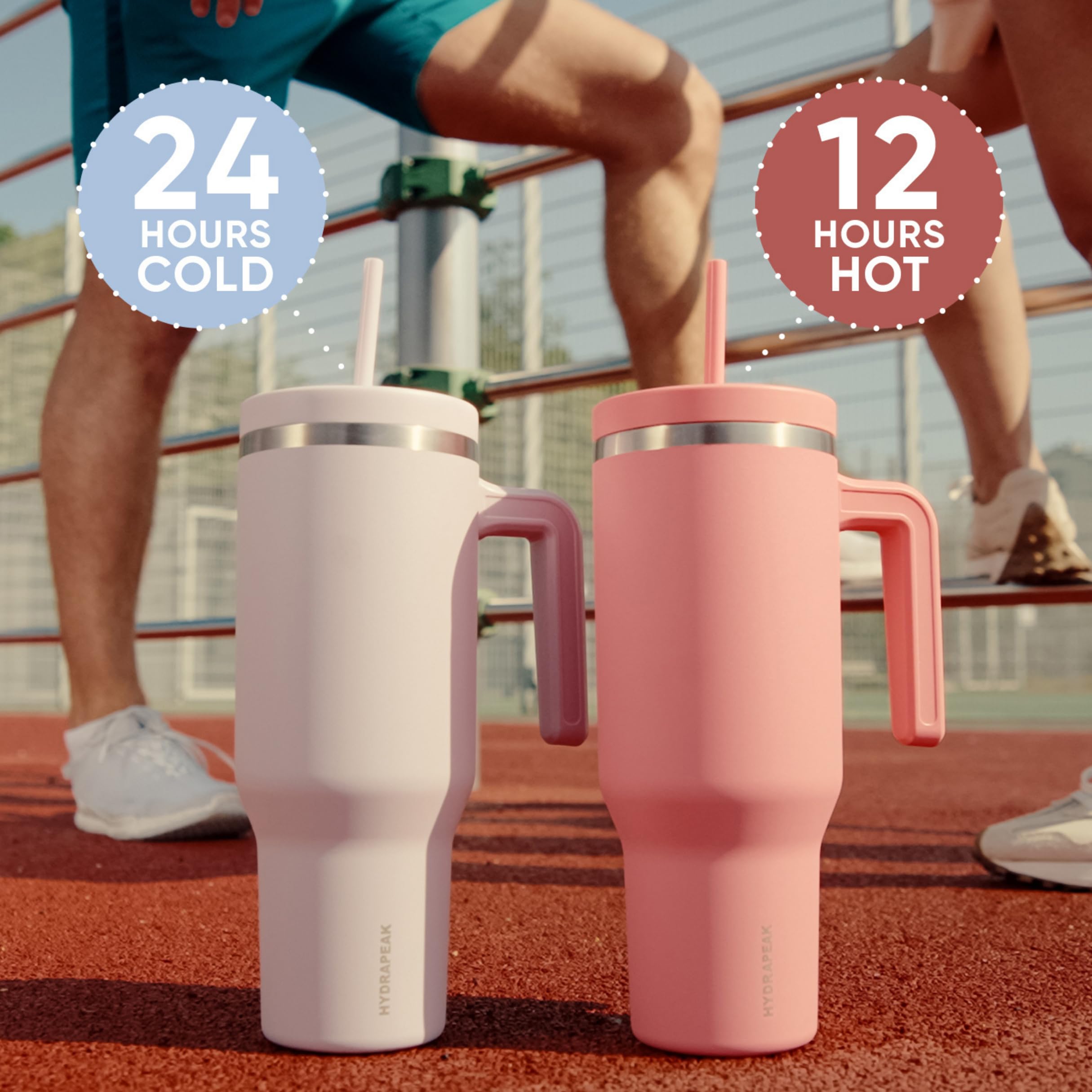 Hydrapeak Voyager 40oz Insulated Tumbler with Handle & Straw Lid - Peony