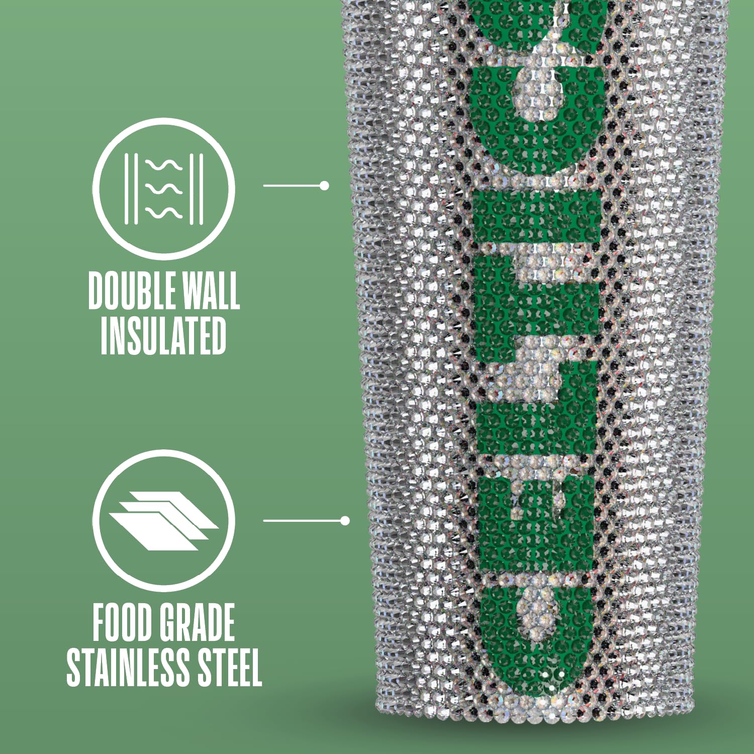 Hydrapeak Boston Celtics 2024 NBA Champions 25oz Rhinestone Bling Tumbler