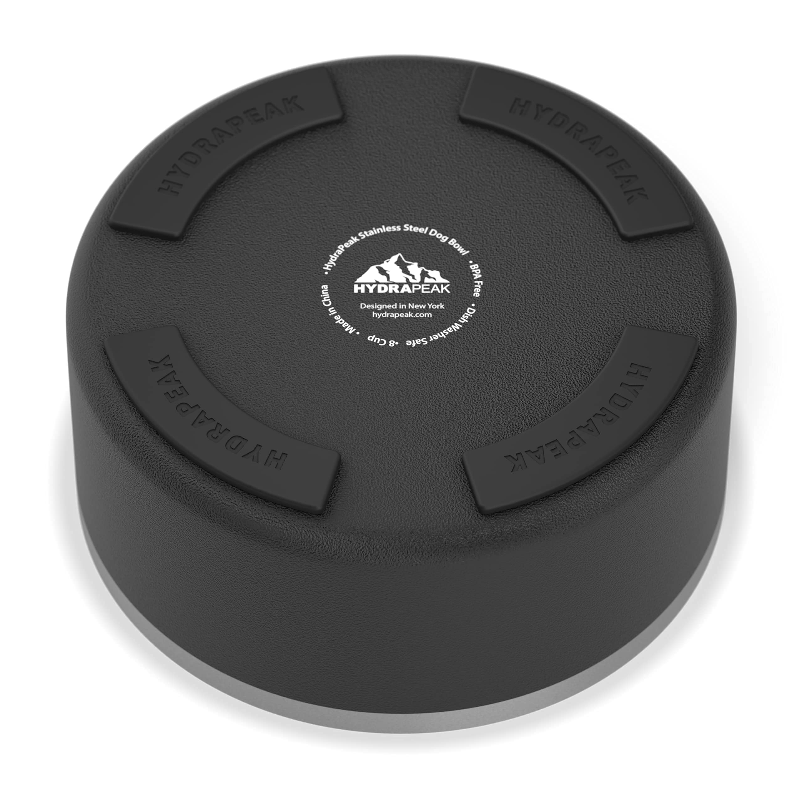 Hydrapeak Dog Bowl – Non-Slip Stainless Steel Water and Food Dish | 8 Cup Black