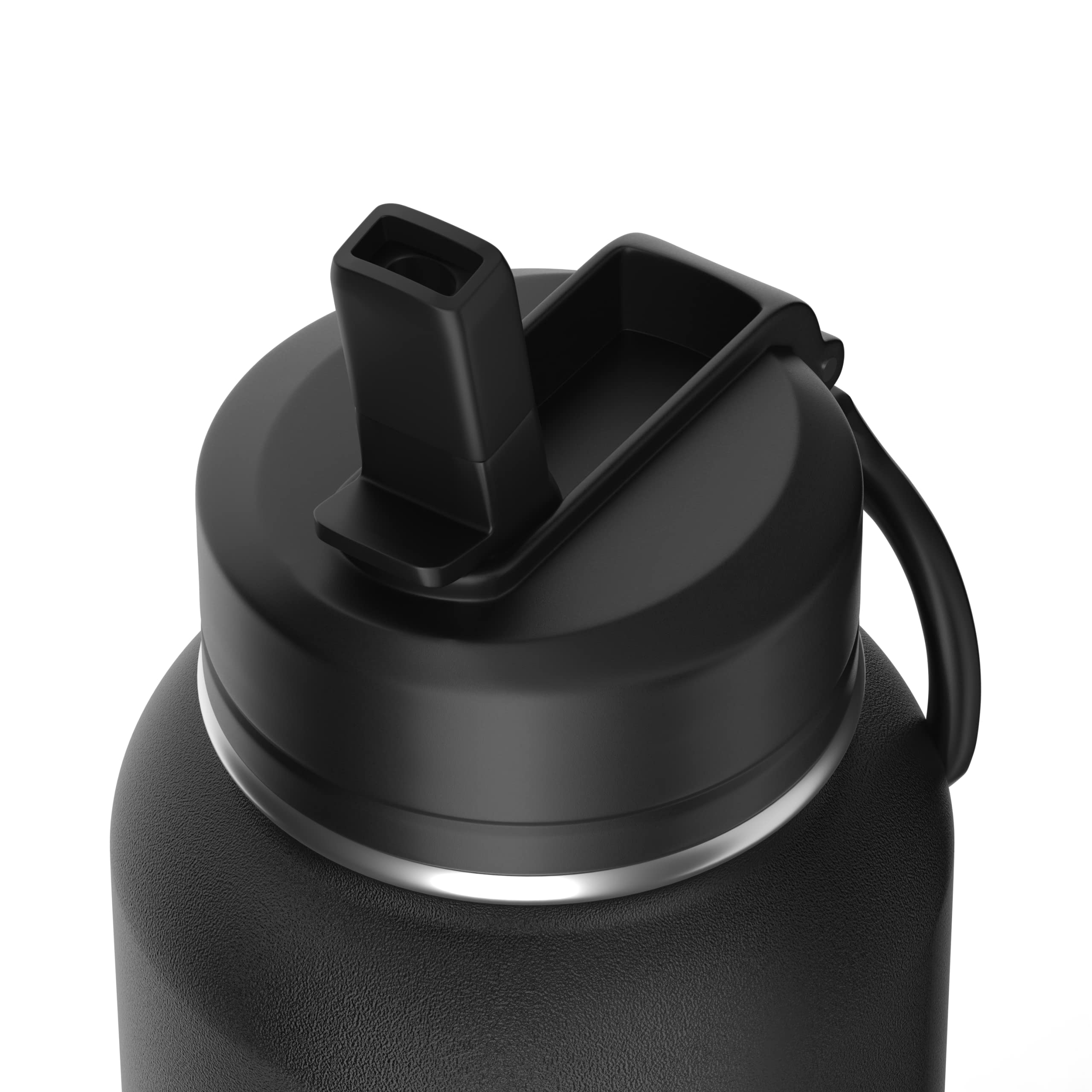 Hydrapeak 32 oz Insulated Water Bottle with Straw Lid - Black, Double-Walled Stainless Steel, Leak-Proof