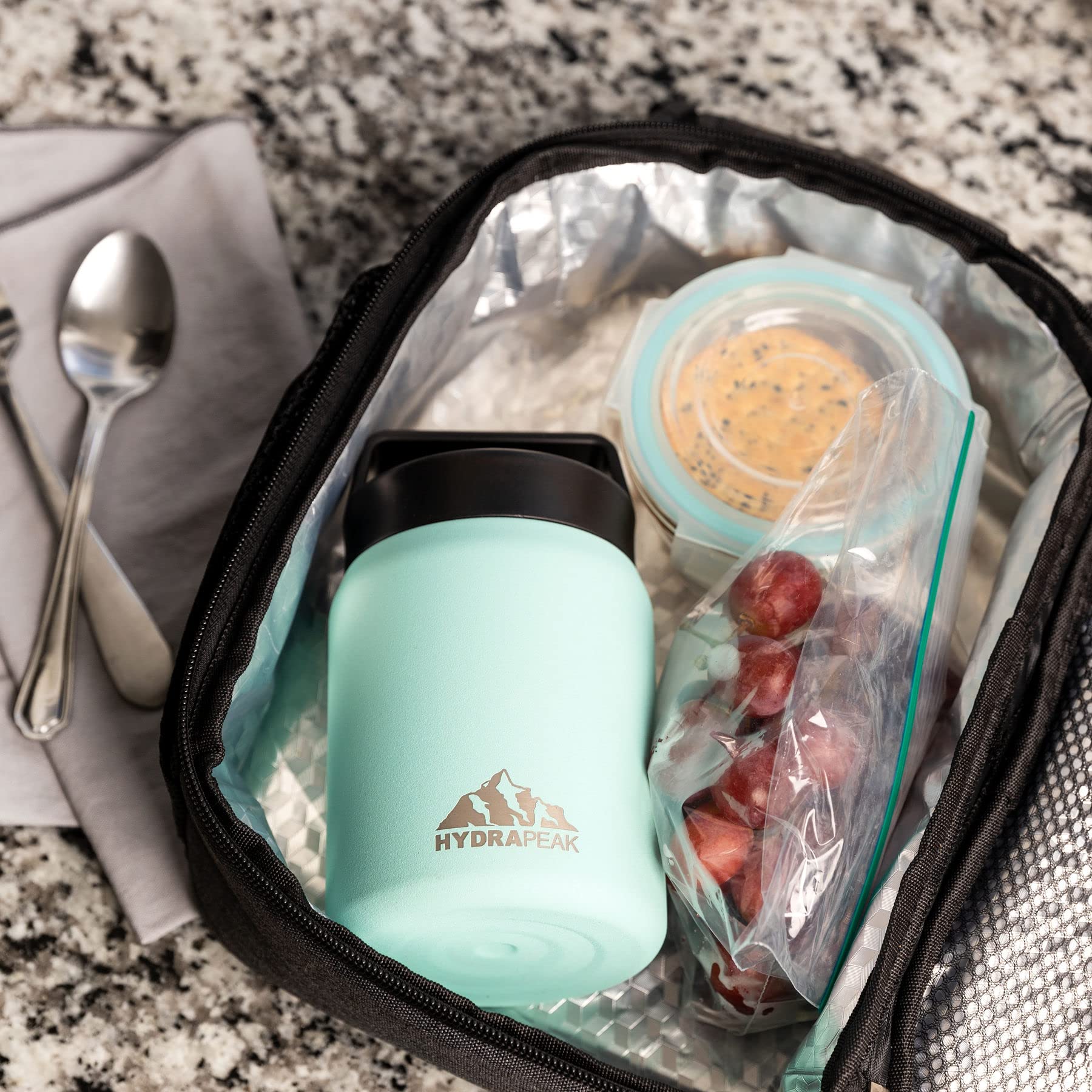 Hydrapeak 18 oz Insulated Food Jar - Hot and Cold Vacuum Insulated Stainless Steel Soup Jar with Leak-Proof Lid