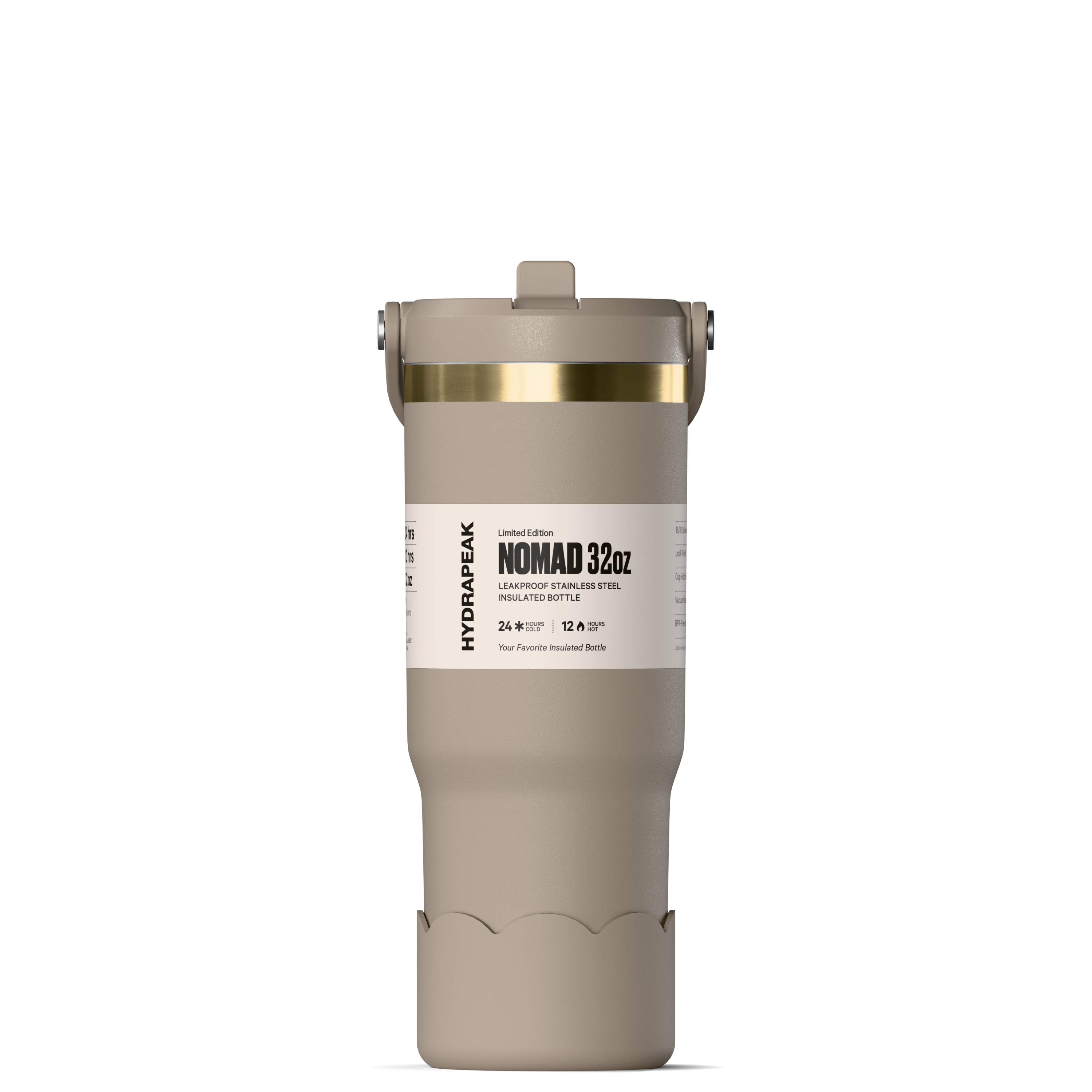 Hydrapeak Nomad 32 oz Tumbler - Double Insulated Stainless Steel Cup with Handle, Straw Lid, and Scallop Boot